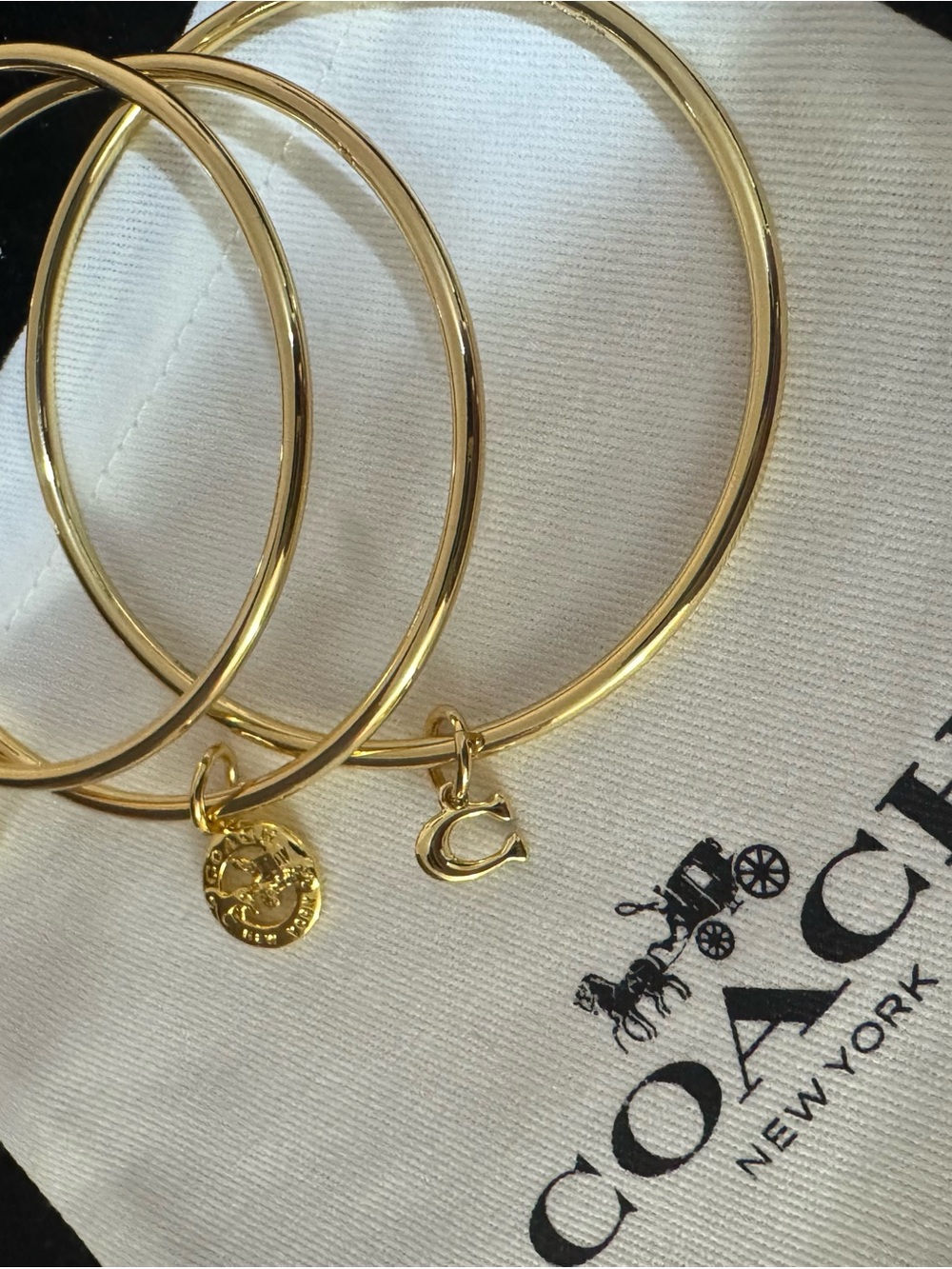 COACH Gold-Tone Signature Charm Bangle Set - Women - Picture 5 of 5